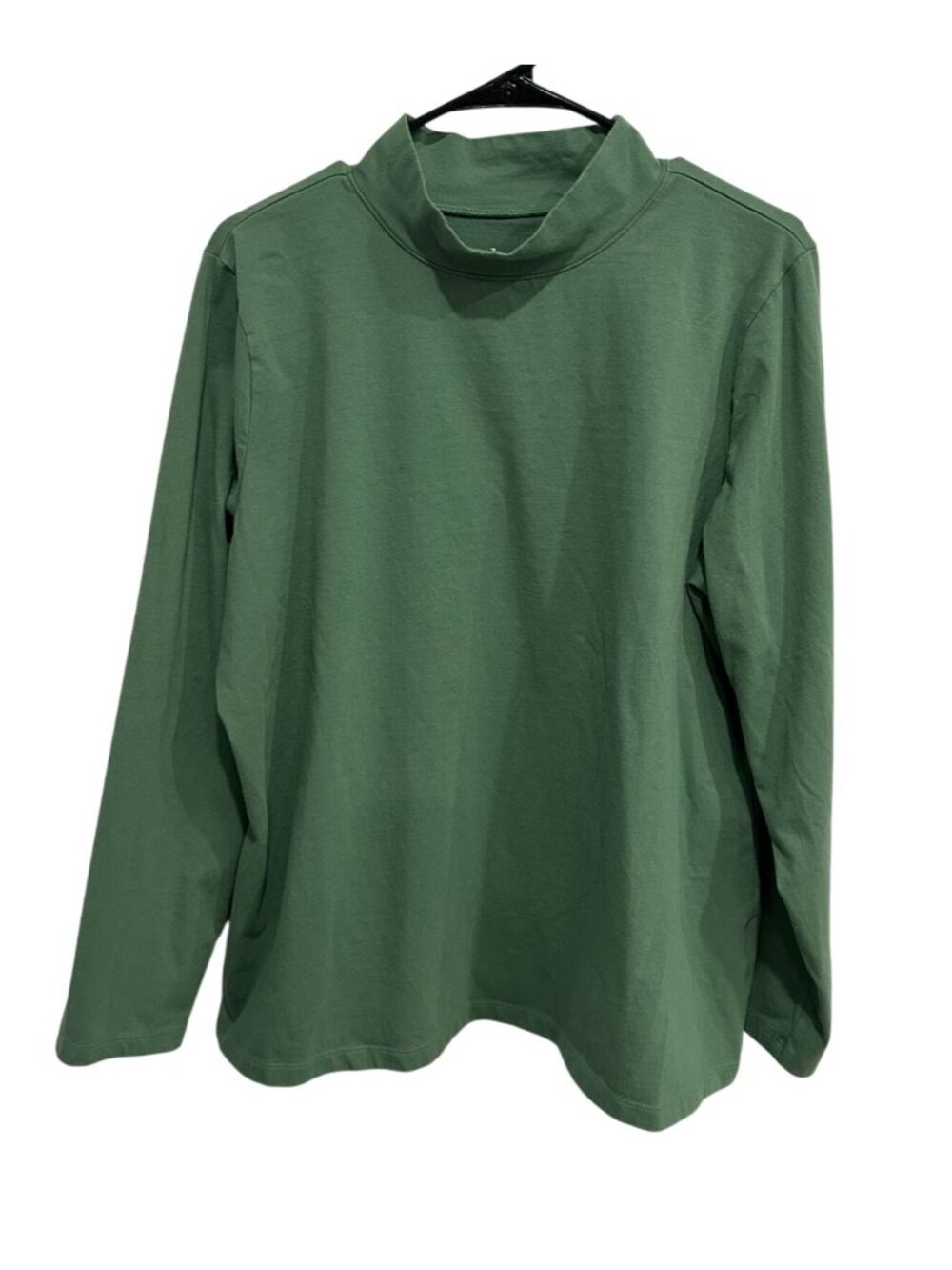 D&Co Essentials XL Green Long Sleeve Mock Neck Top Minimalist Neutral Aesthetic